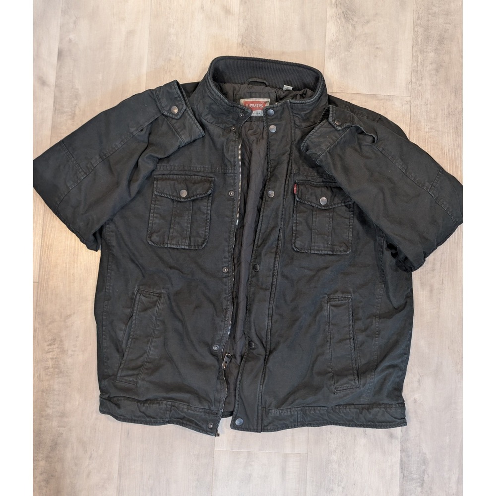 Levi's Men's Black Military Utility Jacket Size XL Workwear Full Zip Pockets